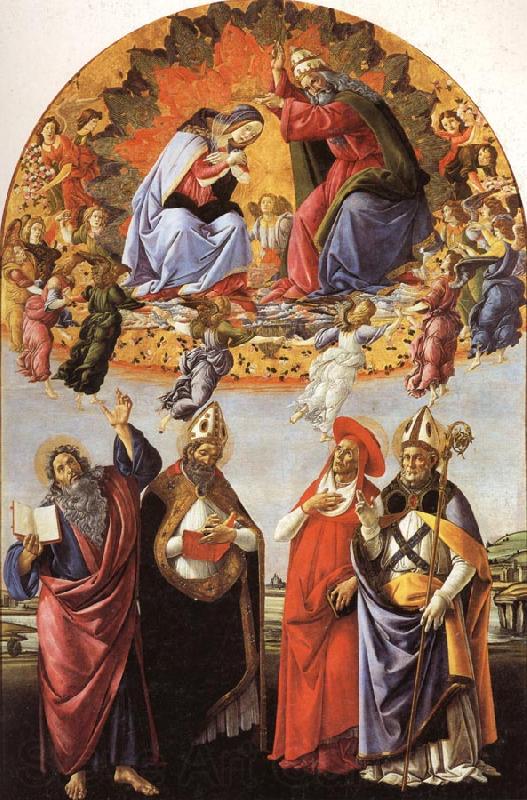 Sandro Botticelli The Coronation of the Virgin with SS.Eligius,John the Evangelist,Au-gustion,and Jerome Germany oil painting art